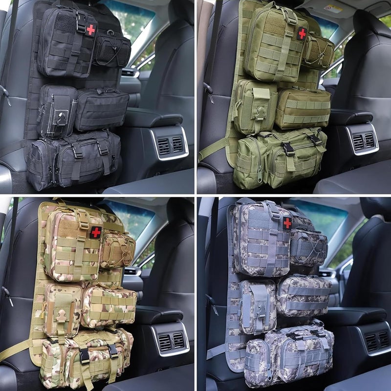Jimikay Universal Tactical Seat ​Back Organizer Vehicle Molle Panel Organizer Storage Bag with 5 Detachable Molle Pouch for All Vehicel Such as Jeep,Truck,SUV, Car, Ford,Chevy etc - Image 5